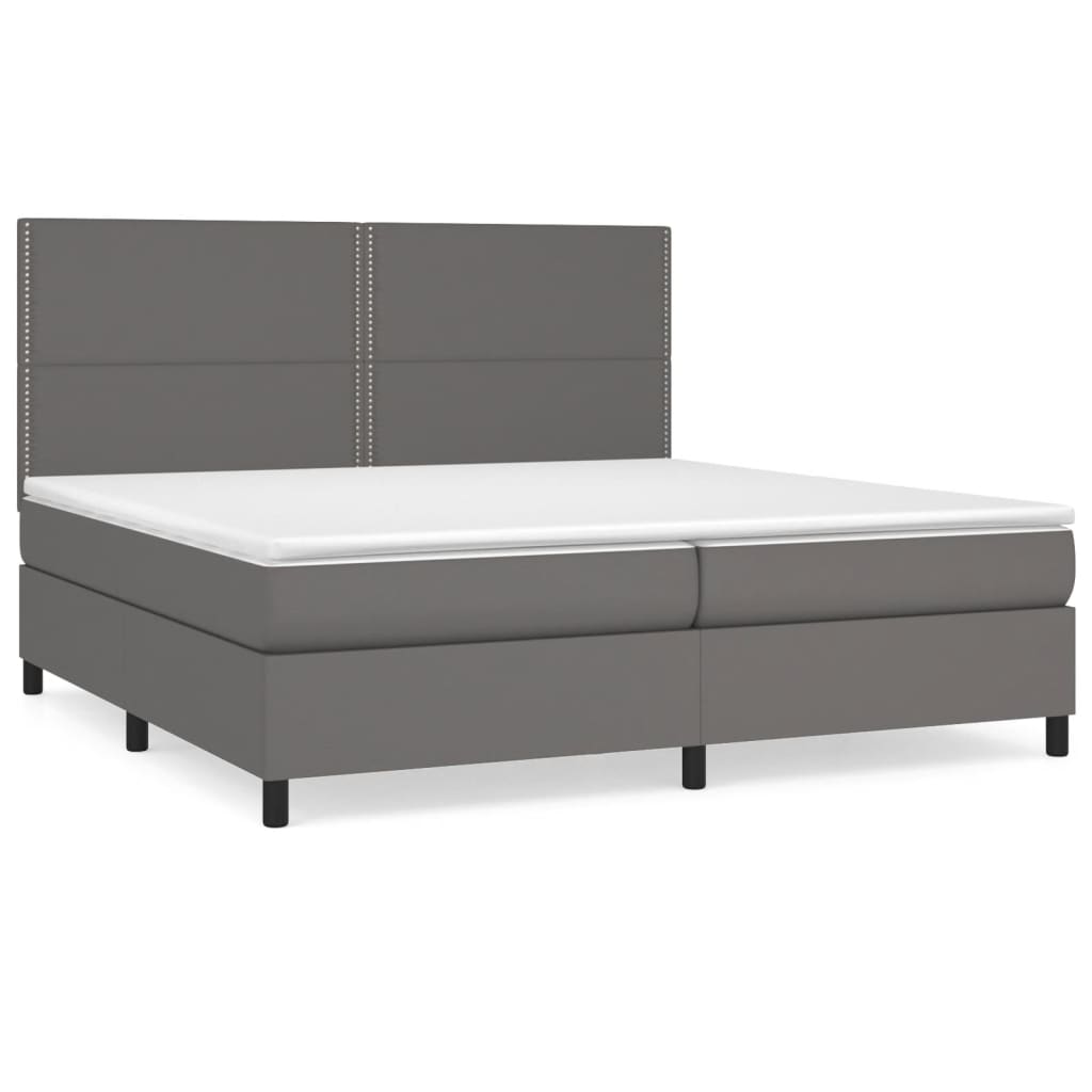 Boxspring met matras kunstleer grijs 200x200 cm is nu te koop bij PeponiXL, paradijselijk wonen!