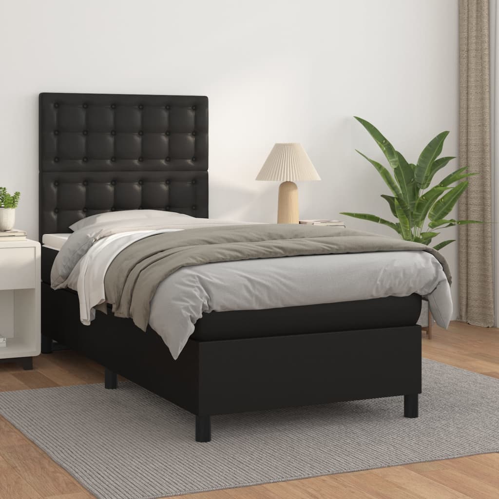 Boxspring met matras kunstleer zwart 80x200 cm is nu te koop bij PeponiXL, paradijselijk wonen!