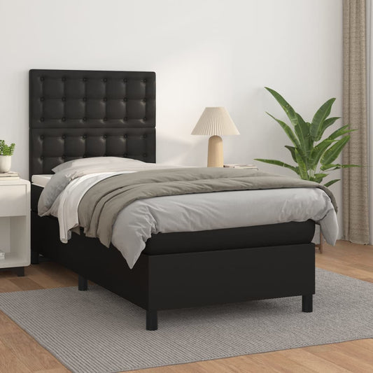 Boxspring met matras kunstleer zwart 80x200 cm is nu te koop bij PeponiXL, paradijselijk wonen!