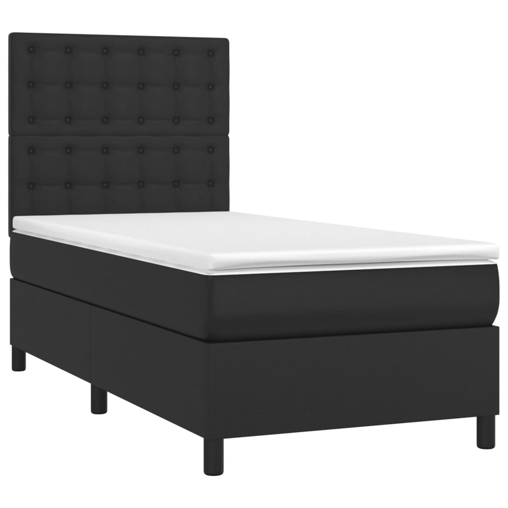 Boxspring met matras kunstleer zwart 90x190 cm is nu te koop bij PeponiXL, paradijselijk wonen!