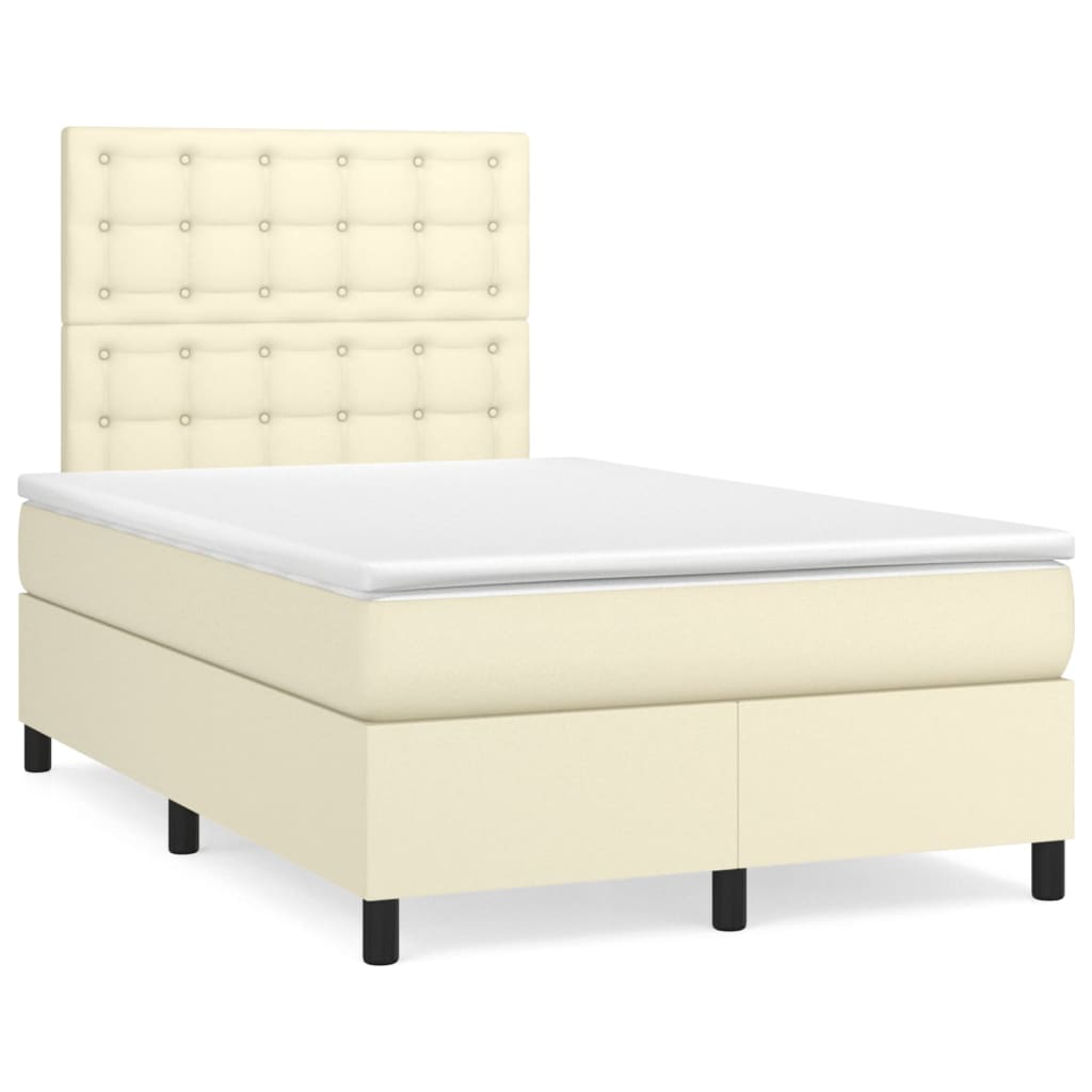 Boxspring met matras kunstleer crèmekleurig 120x200 cm is nu te koop bij PeponiXL, paradijselijk wonen!