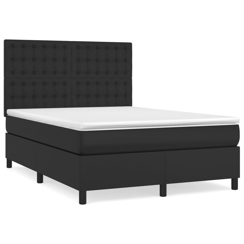 Boxspring met matras kunstleer zwart 140x200 cm is nu te koop bij PeponiXL, paradijselijk wonen!