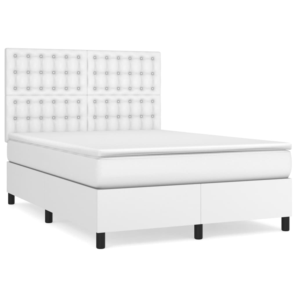 Boxspring met matras kunstleer wit 140x200 cm is nu te koop bij PeponiXL, paradijselijk wonen!