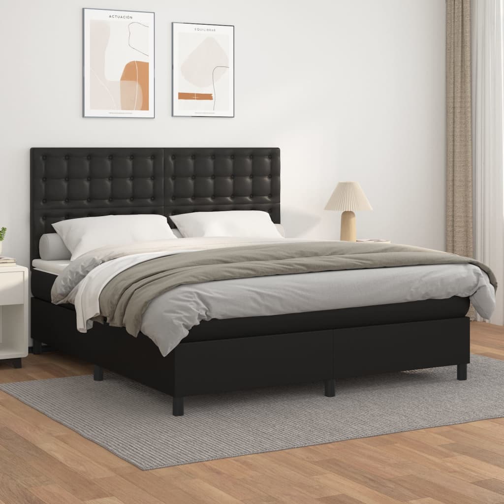 Boxspring met matras kunstleer zwart 180x200 cm is nu te koop bij PeponiXL, paradijselijk wonen!