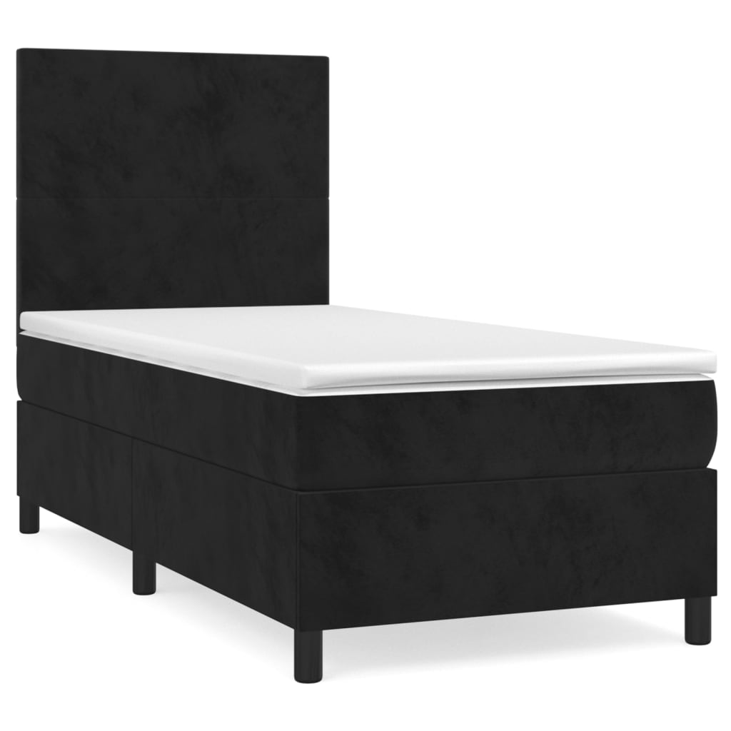 Boxspring met matras fluweel zwart 80x200 cm is nu te koop bij PeponiXL, paradijselijk wonen!