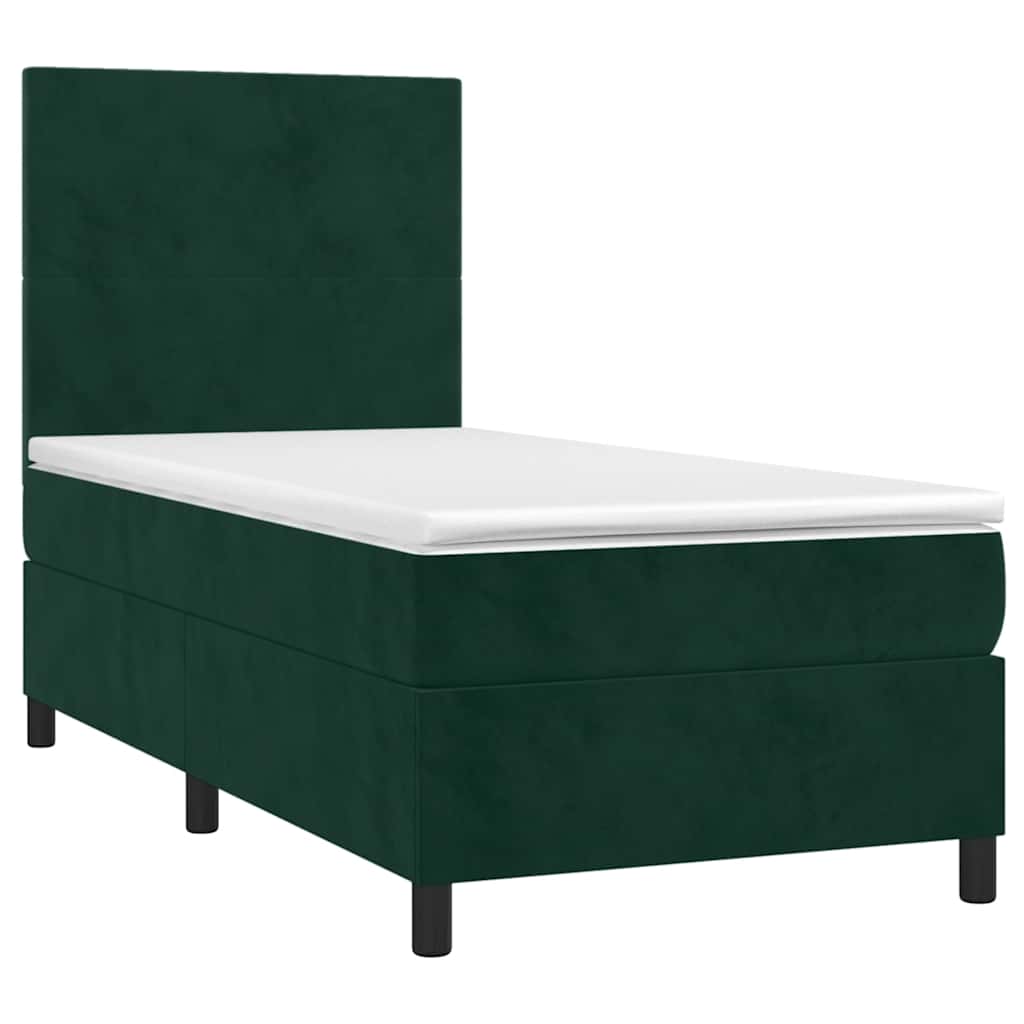 Boxspring met matras fluweel donkergroen 80x200 cm is nu te koop bij PeponiXL, paradijselijk wonen!
