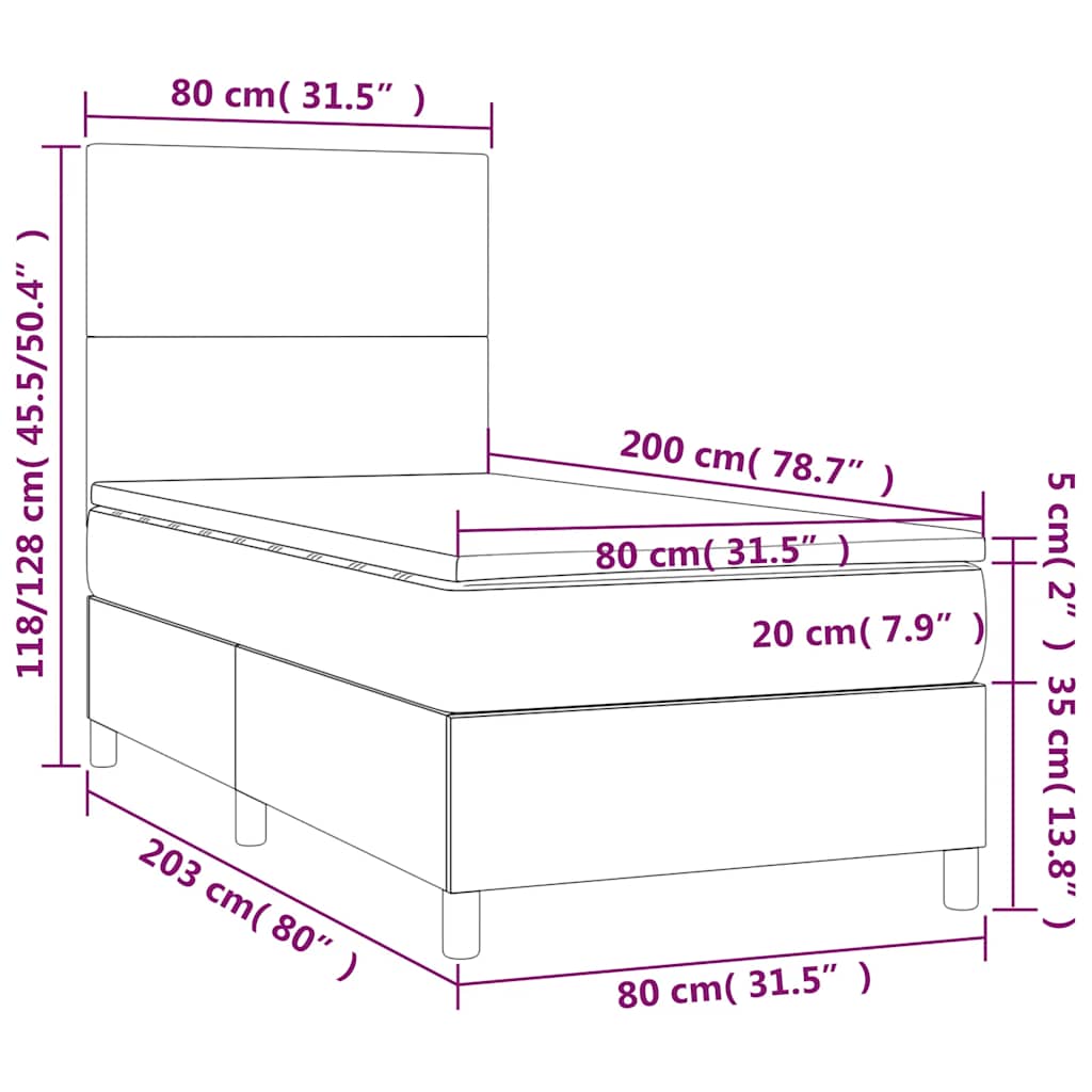 Boxspring met matras fluweel donkergroen 80x200 cm is nu te koop bij PeponiXL, paradijselijk wonen!