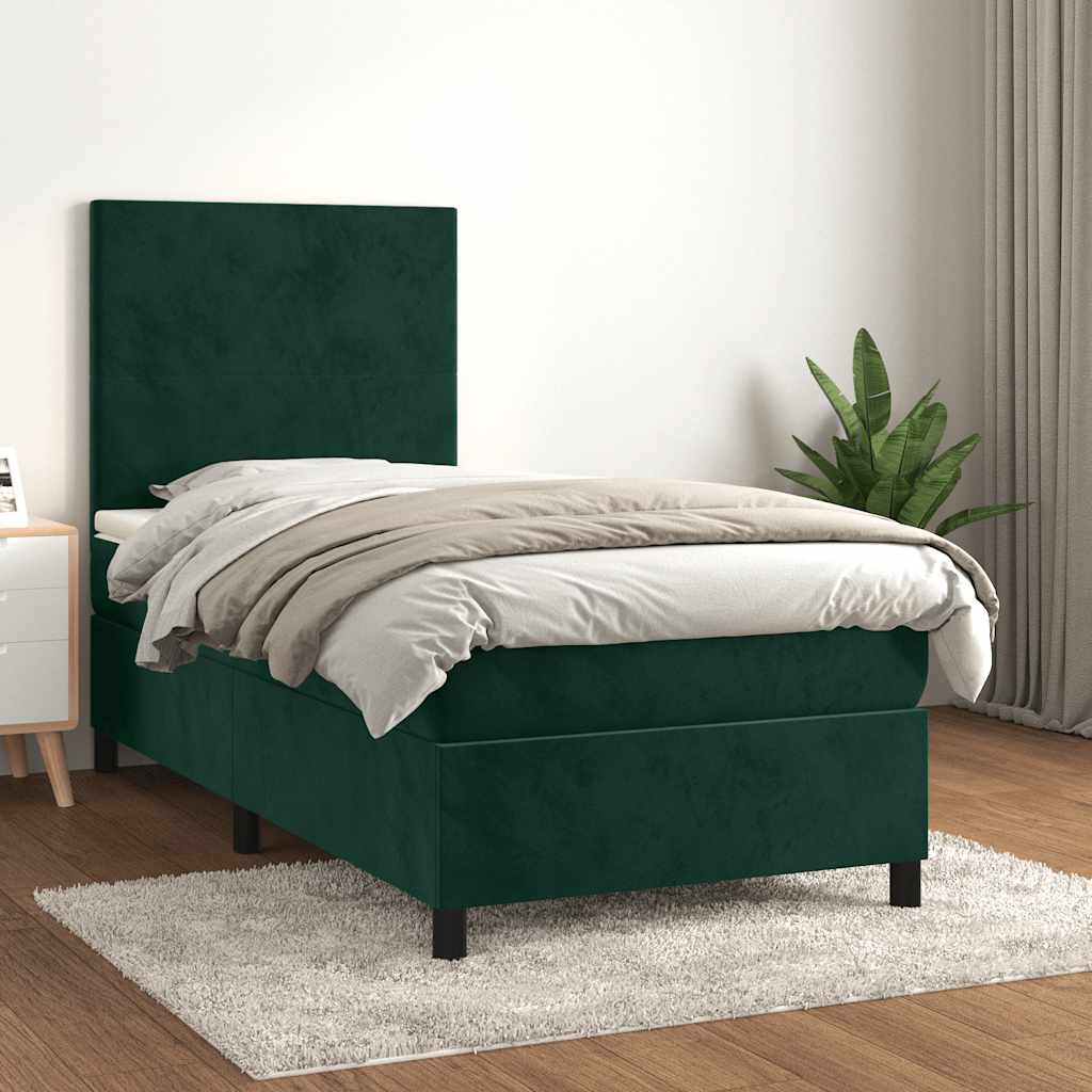 Boxspring met matras fluweel donkergroen 80x200 cm is nu te koop bij PeponiXL, paradijselijk wonen!