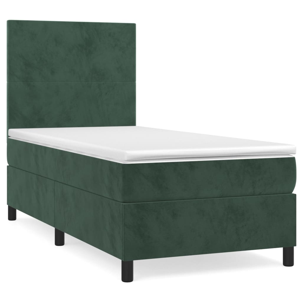 Boxspring met matras fluweel donkergroen 90x190 cm is nu te koop bij PeponiXL, paradijselijk wonen!