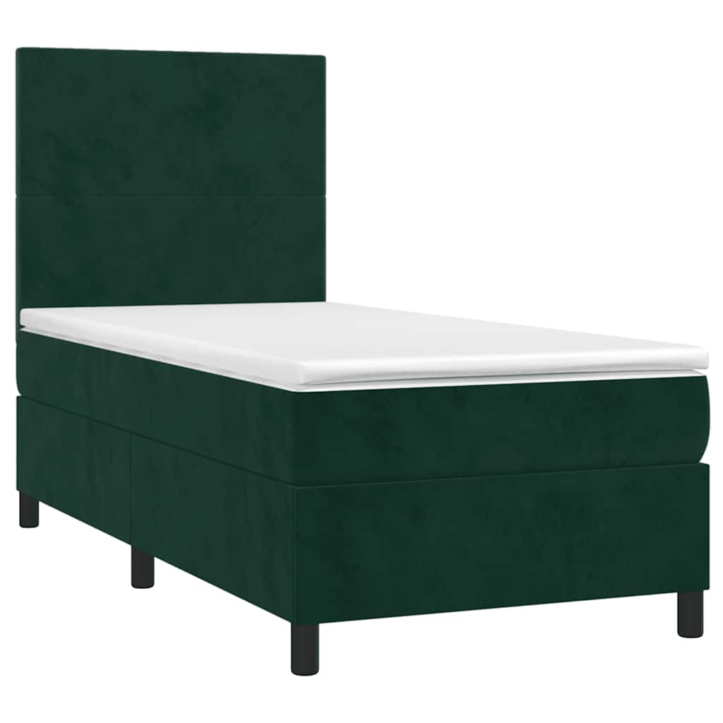 Boxspring met matras fluweel donkergroen 90x190 cm is nu te koop bij PeponiXL, paradijselijk wonen!