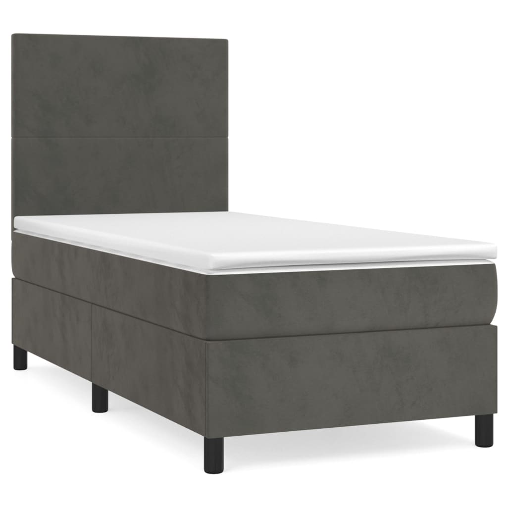 Boxspring met matras fluweel donkergrijs 100x200 cm is nu te koop bij PeponiXL, paradijselijk wonen!