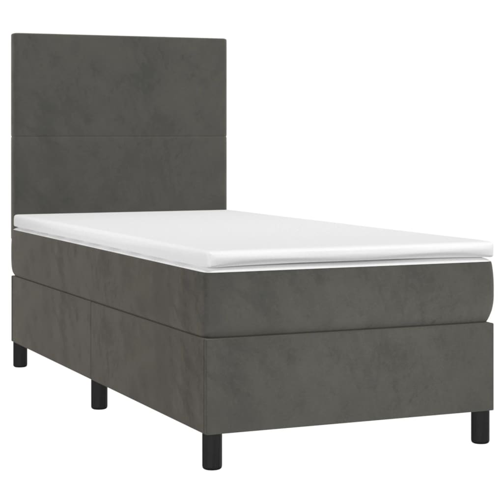 Boxspring met matras fluweel donkergrijs 100x200 cm is nu te koop bij PeponiXL, paradijselijk wonen!