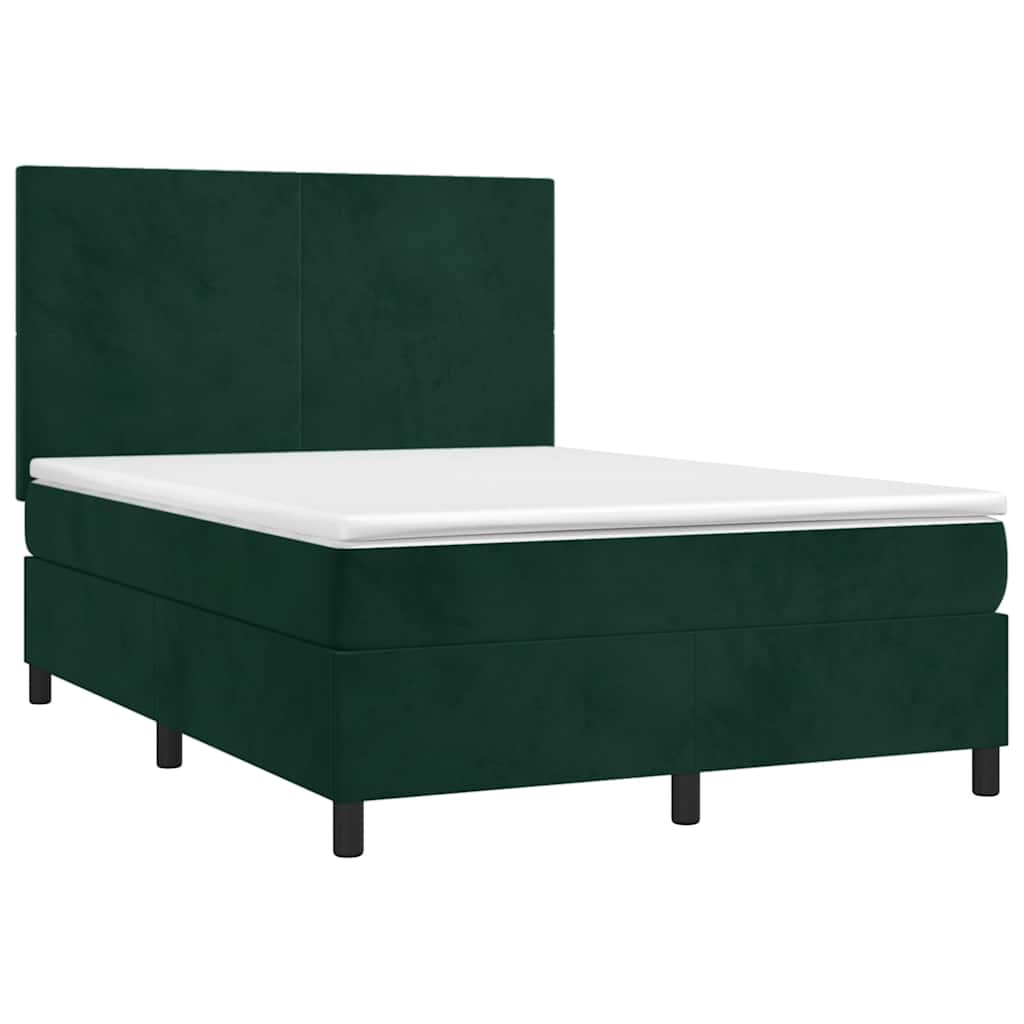 Boxspring met matras fluweel donkergroen 140x190 cm is nu te koop bij PeponiXL, paradijselijk wonen!