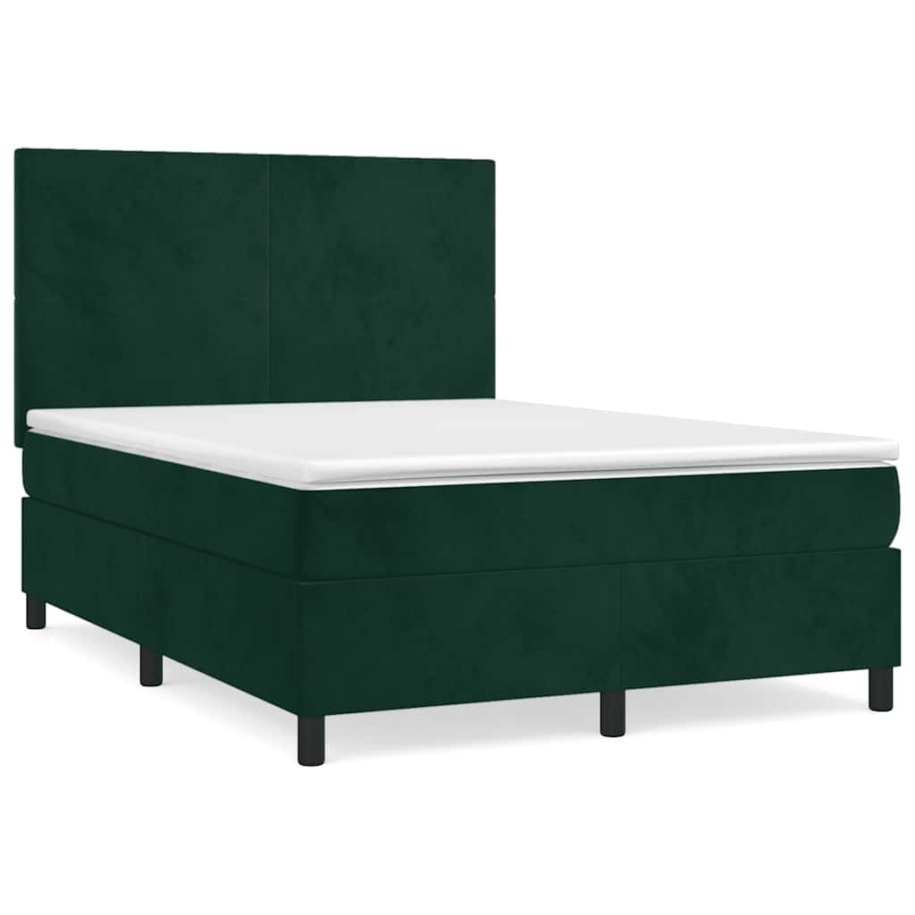Boxspring met matras fluweel donkergroen 140x200 cm is nu te koop bij PeponiXL, paradijselijk wonen!