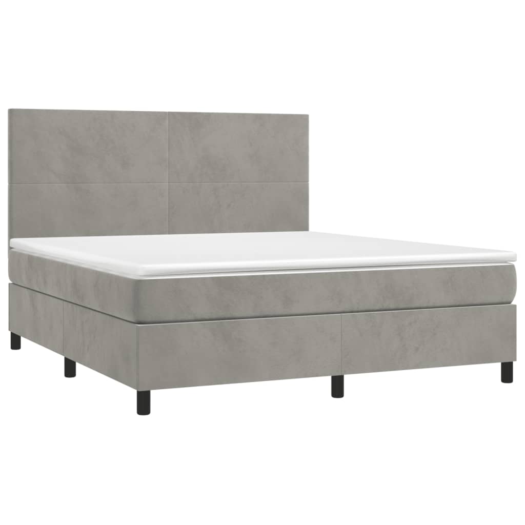 Boxspring met matras fluweel lichtgrijs 160x200 cm is nu te koop bij PeponiXL, paradijselijk wonen!