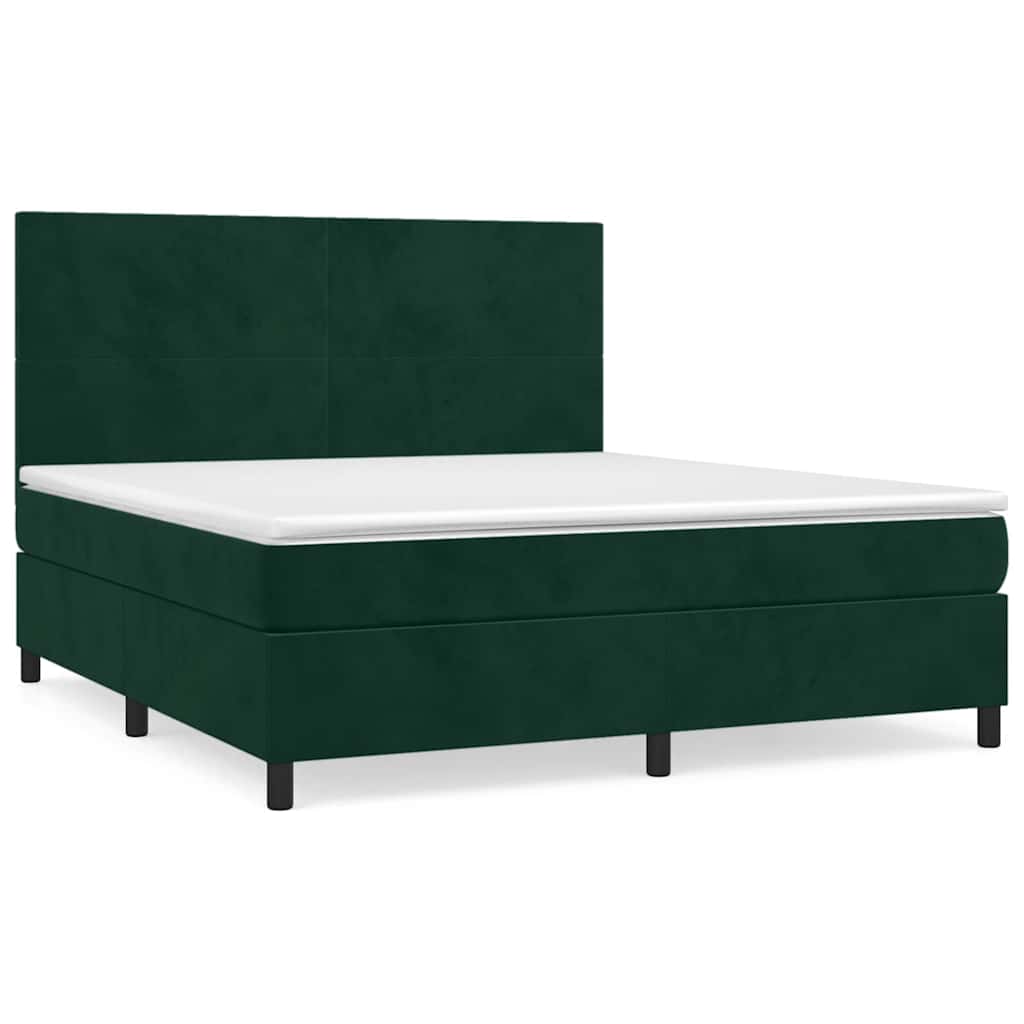 Boxspring met matras fluweel donkergroen 180x200 cm is nu te koop bij PeponiXL, paradijselijk wonen!