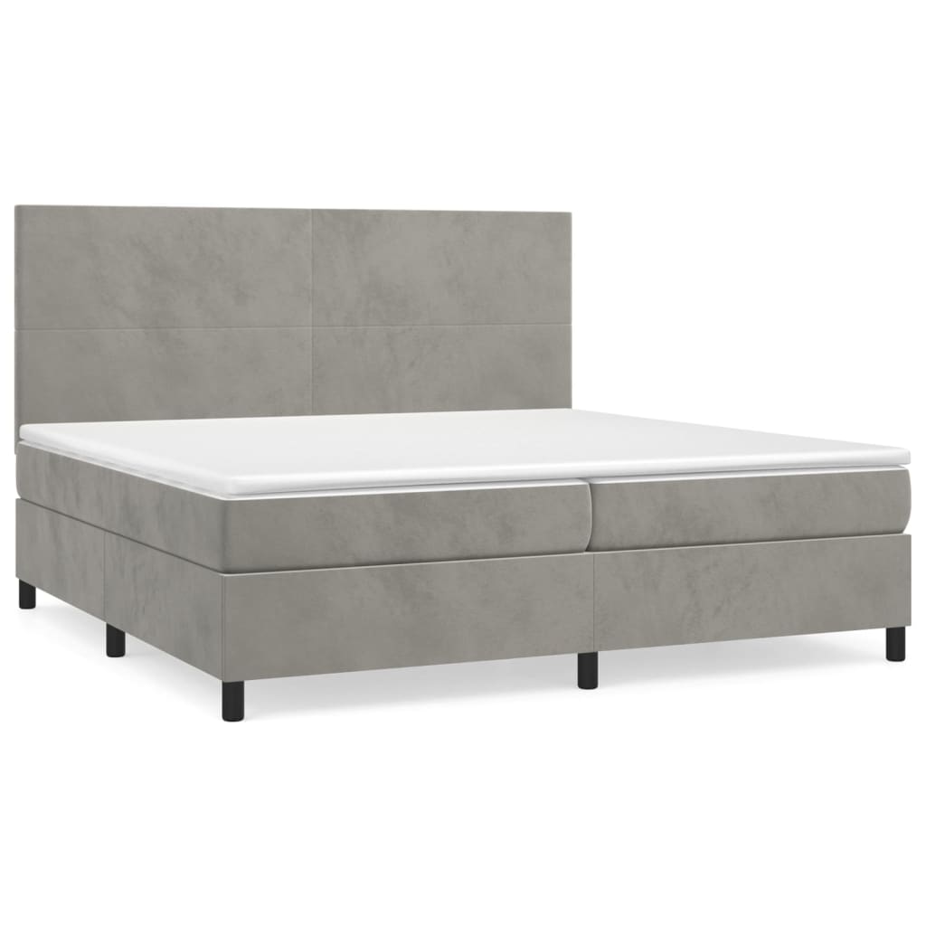 Boxspring met matras fluweel lichtgrijs 200x200 cm is nu te koop bij PeponiXL, paradijselijk wonen!