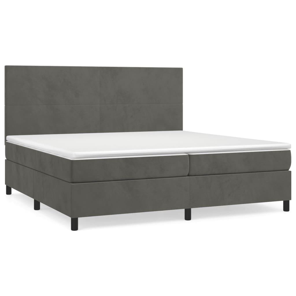Boxspring met matras fluweel donkergrijs 200x200 cm is nu te koop bij PeponiXL, paradijselijk wonen!