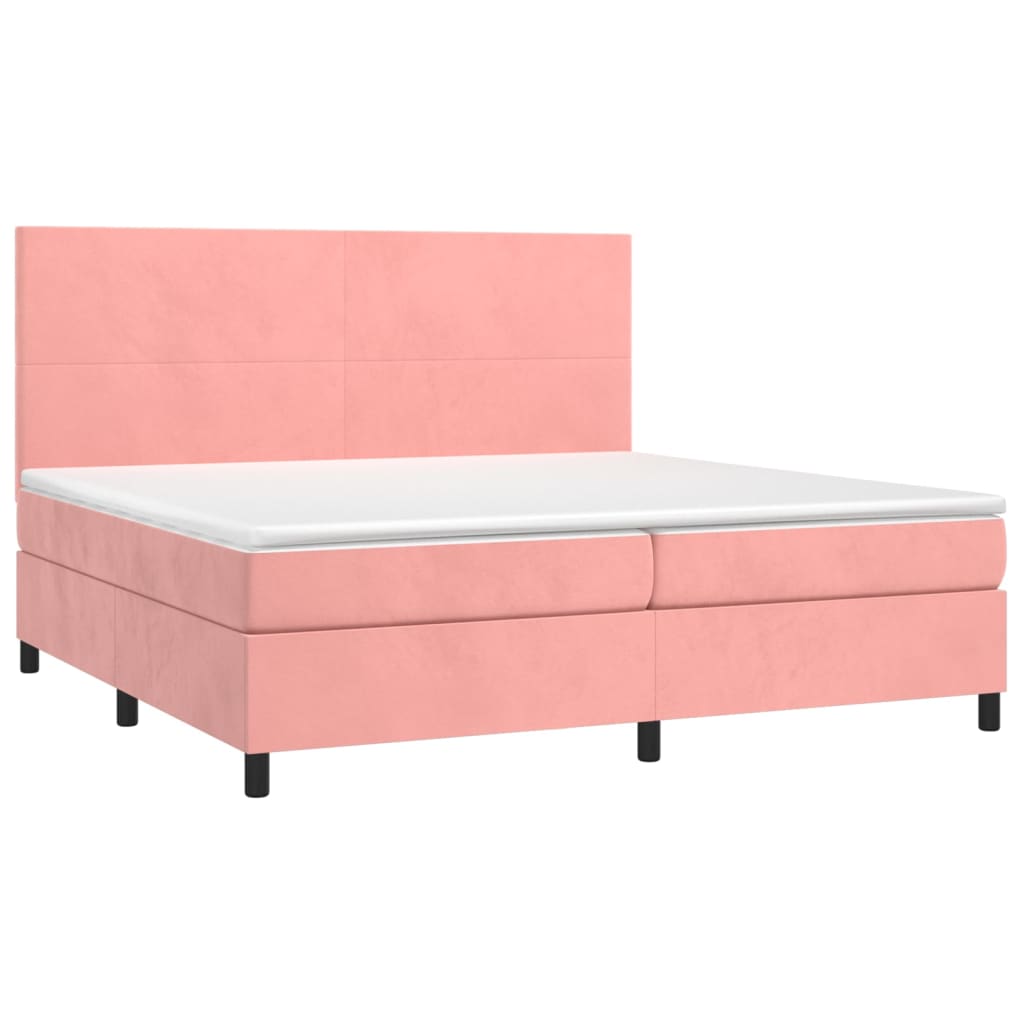 Boxspring met matras fluweel roze 200x200 cm is nu te koop bij PeponiXL, paradijselijk wonen!