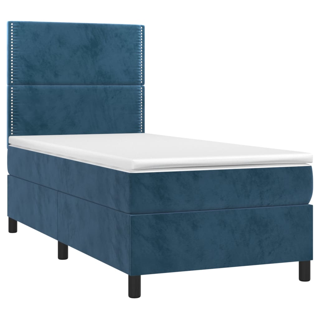 Boxspring met matras fluweel donkerblauw 80x200 cm is nu te koop bij PeponiXL, paradijselijk wonen!