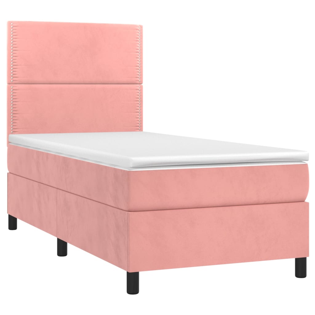 Boxspring met matras fluweel roze 80x200 cm is nu te koop bij PeponiXL, paradijselijk wonen!