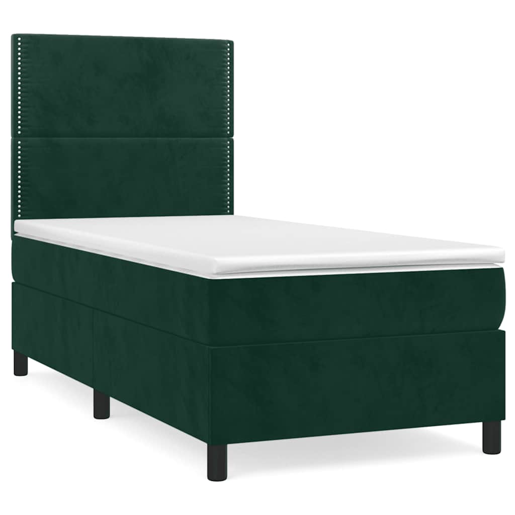 Boxspring met matras fluweel donkergroen 100x200 cm is nu te koop bij PeponiXL, paradijselijk wonen!