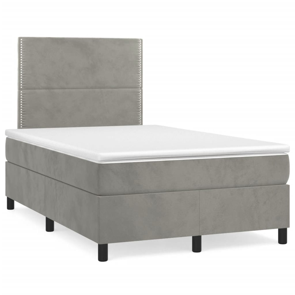 Boxspring met matras fluweel lichtgrijs 120x200 cm is nu te koop bij PeponiXL, paradijselijk wonen!