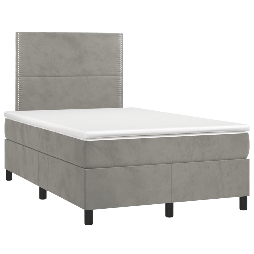 Boxspring met matras fluweel lichtgrijs 120x200 cm is nu te koop bij PeponiXL, paradijselijk wonen!
