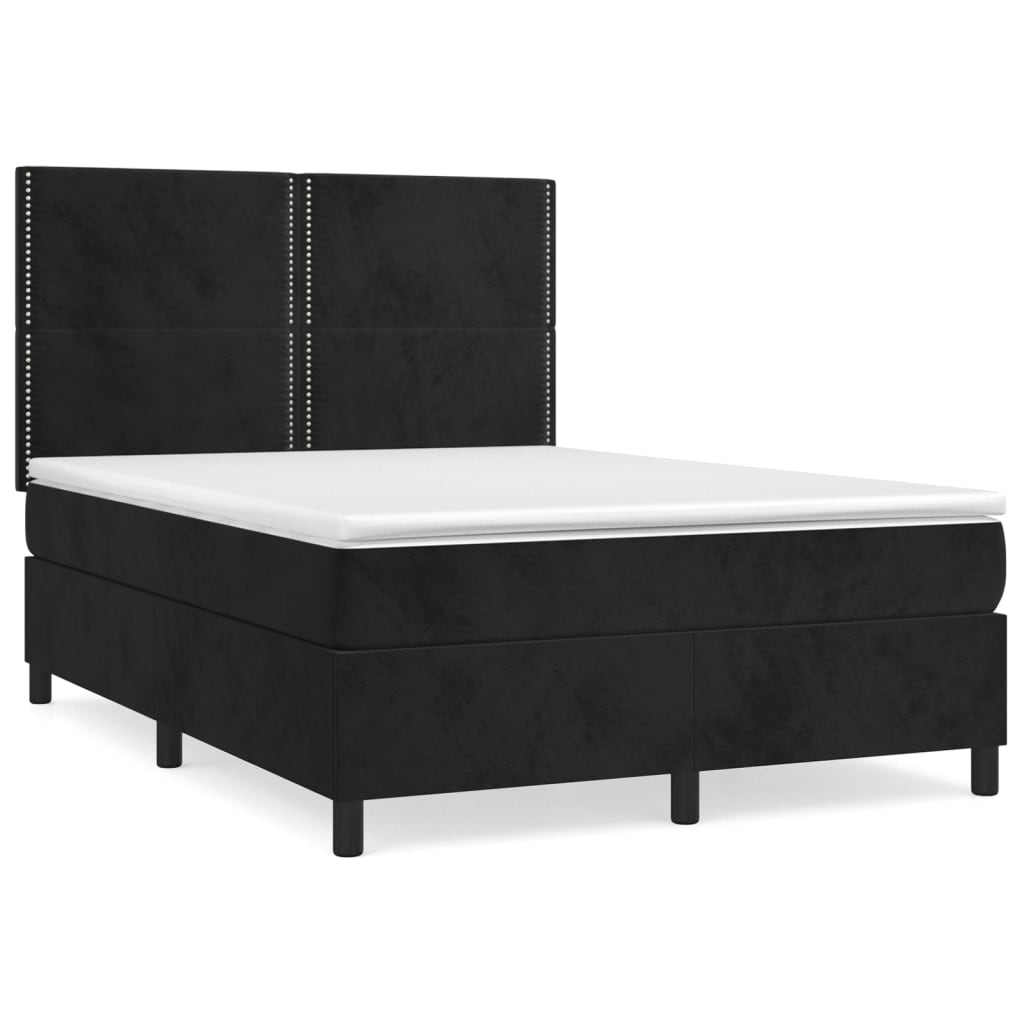 Boxspring met matras fluweel zwart 140x200 cm is nu te koop bij PeponiXL, paradijselijk wonen!