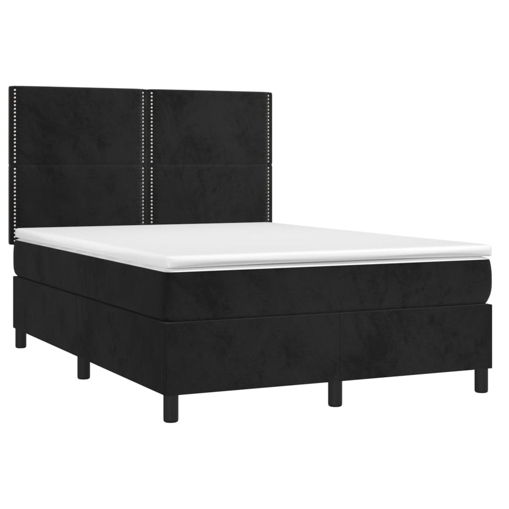 Boxspring met matras fluweel zwart 140x200 cm is nu te koop bij PeponiXL, paradijselijk wonen!