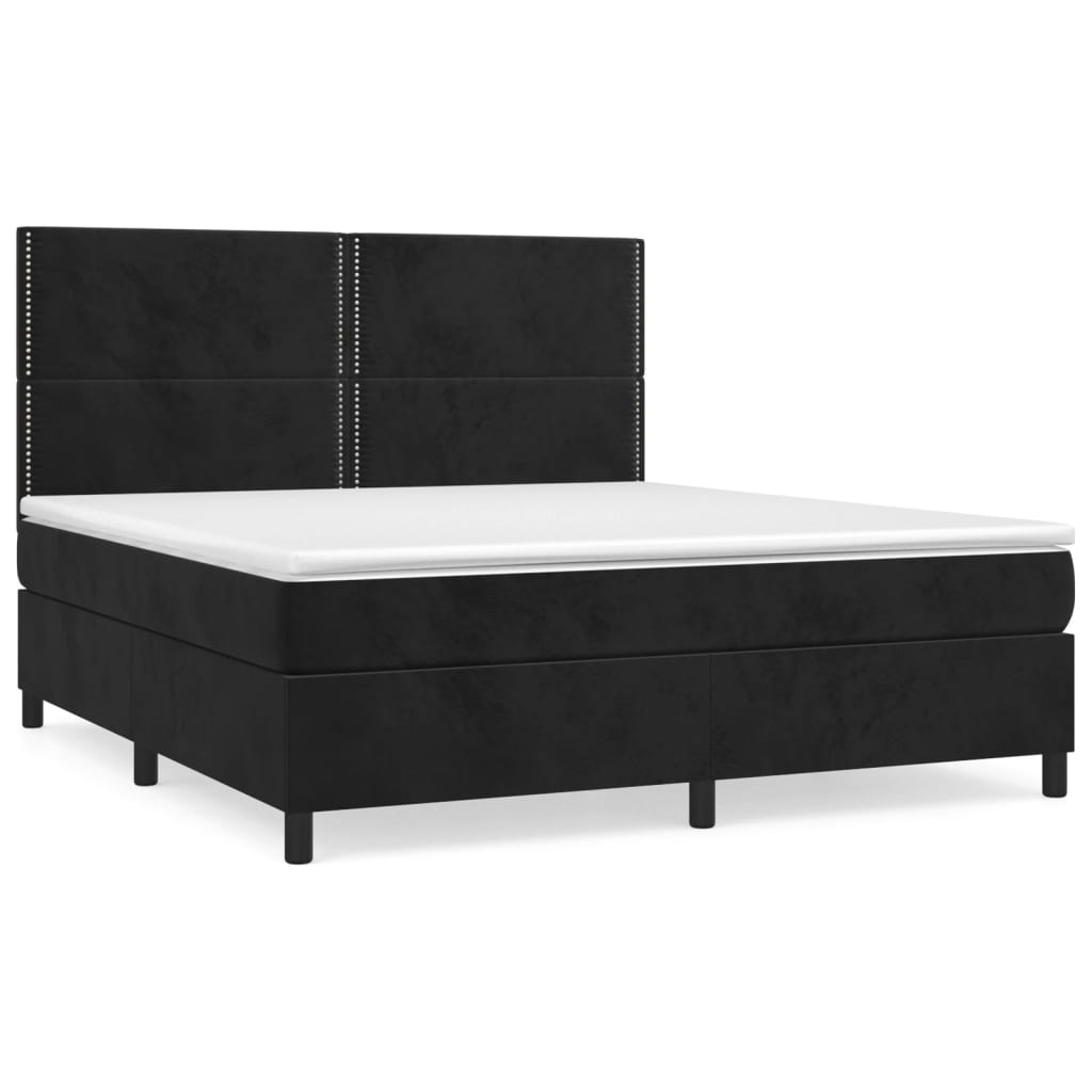 Boxspring met matras fluweel zwart 160x200 cm is nu te koop bij PeponiXL, paradijselijk wonen!