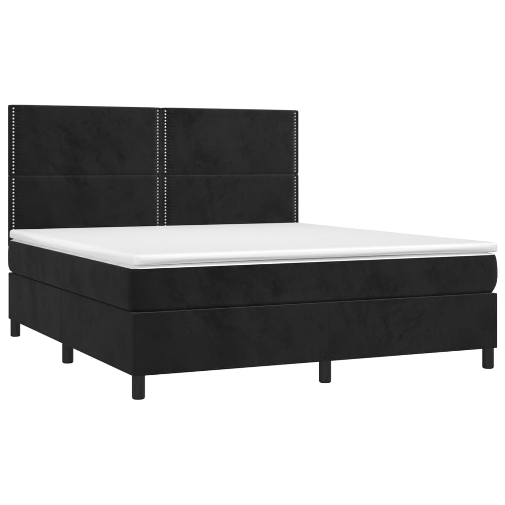 Boxspring met matras fluweel zwart 160x200 cm is nu te koop bij PeponiXL, paradijselijk wonen!