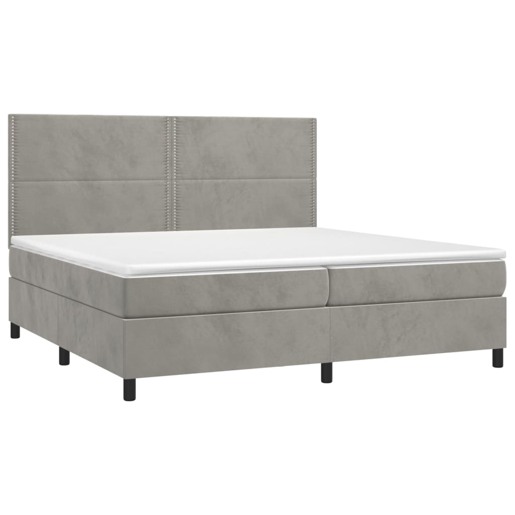 Boxspring met matras fluweel lichtgrijs 200x200 cm is nu te koop bij PeponiXL, paradijselijk wonen!