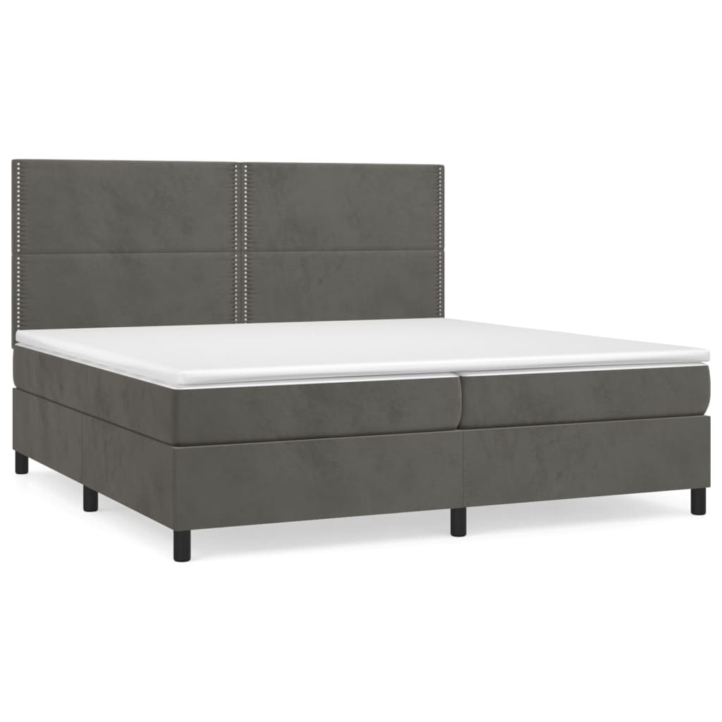 Boxspring met matras fluweel donkergrijs 200x200 cm is nu te koop bij PeponiXL, paradijselijk wonen!