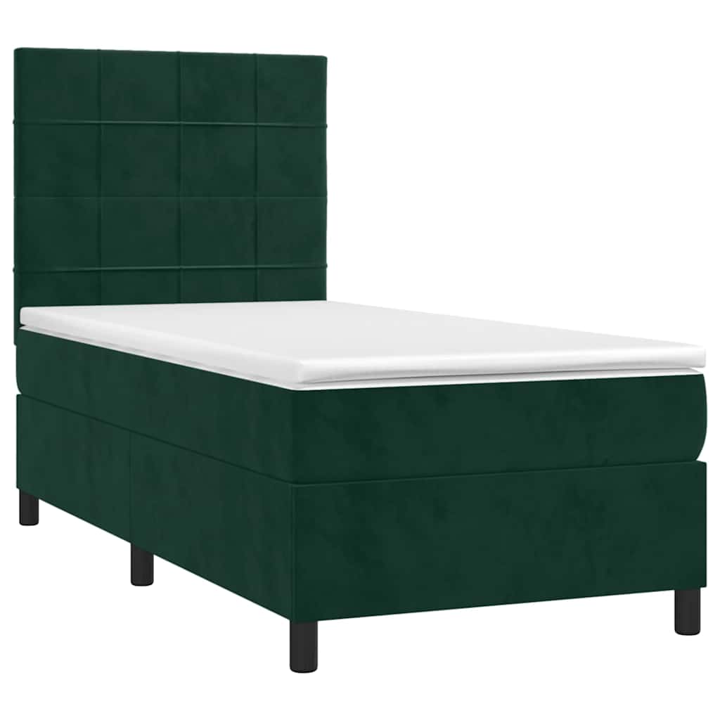 Boxspring met matras fluweel donkergroen 90x190 cm is nu te koop bij PeponiXL, paradijselijk wonen!