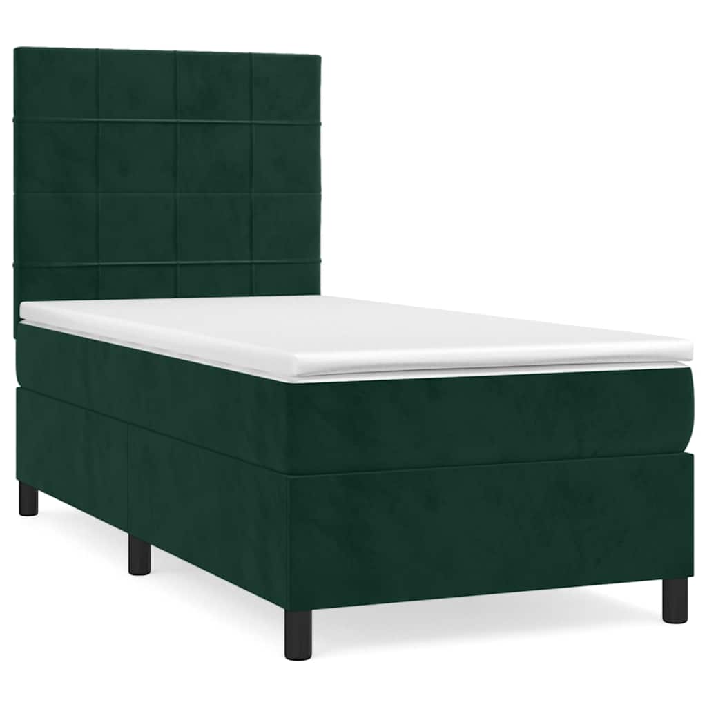 Boxspring met matras fluweel donkergroen 100x200 cm is nu te koop bij PeponiXL, paradijselijk wonen!
