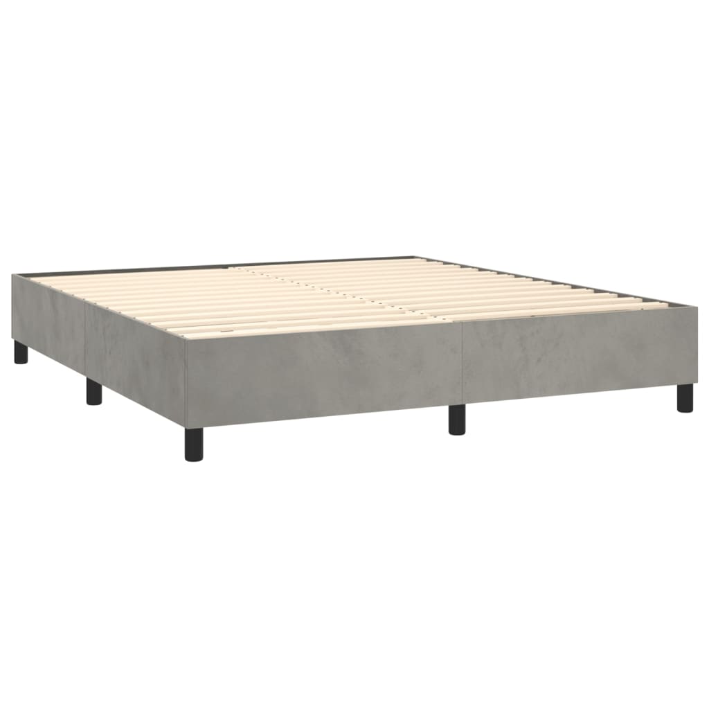 Boxspring met matras fluweel lichtgrijs 160x200 cm is nu te koop bij PeponiXL, paradijselijk wonen!