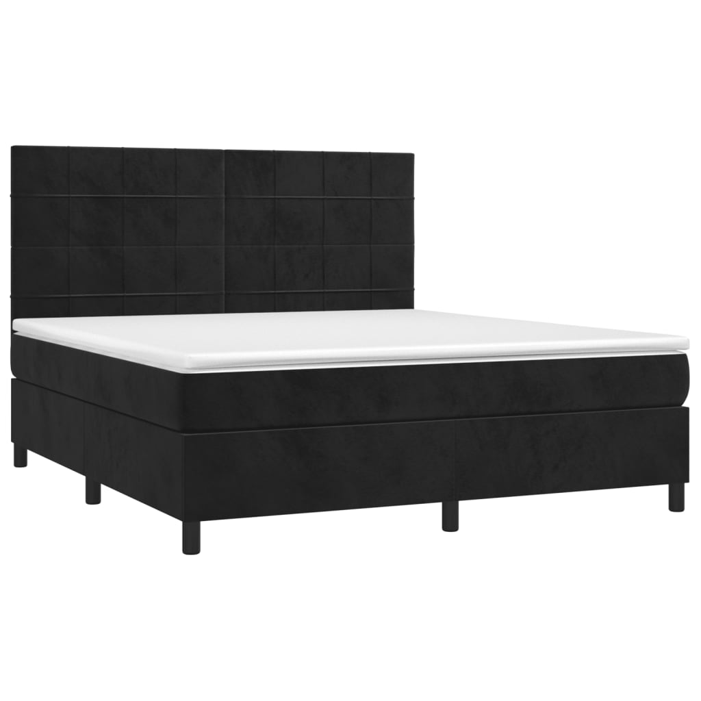 Boxspring met matras fluweel zwart 160x200 cm is nu te koop bij PeponiXL, paradijselijk wonen!