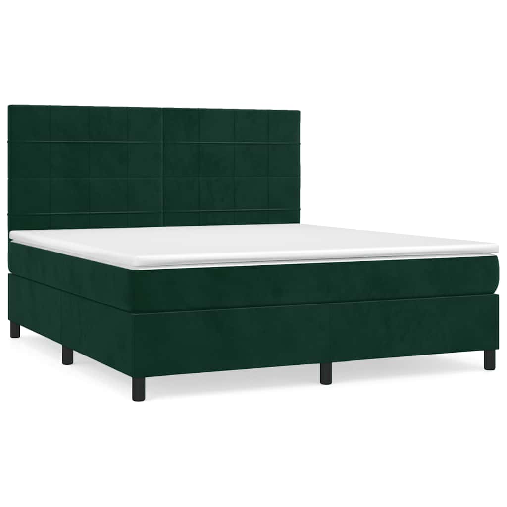 Boxspring met matras fluweel donkergroen 160x200 cm is nu te koop bij PeponiXL, paradijselijk wonen!