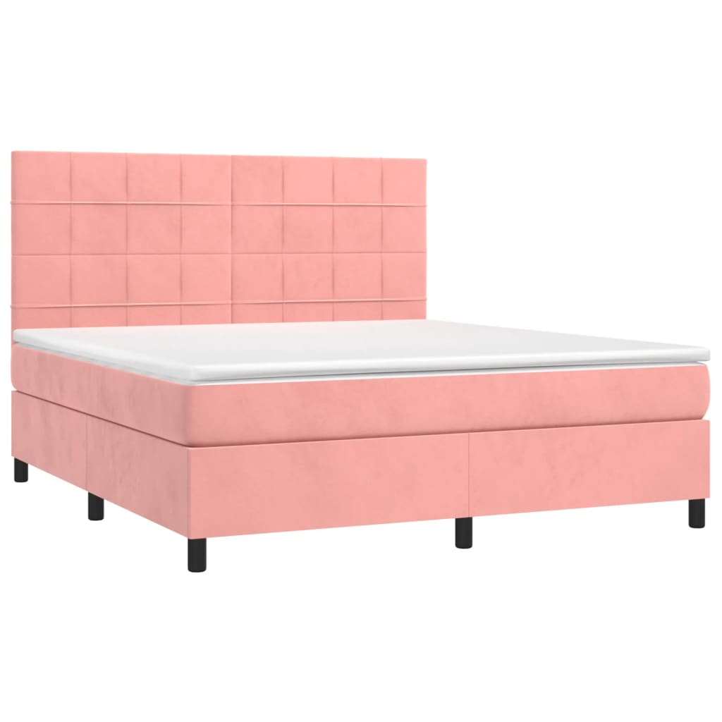 Boxspring met matras fluweel roze 160x200 cm is nu te koop bij PeponiXL, paradijselijk wonen!