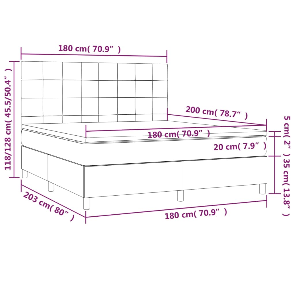 Boxspring met matras fluweel lichtgrijs 180x200 cm is nu te koop bij PeponiXL, paradijselijk wonen!
