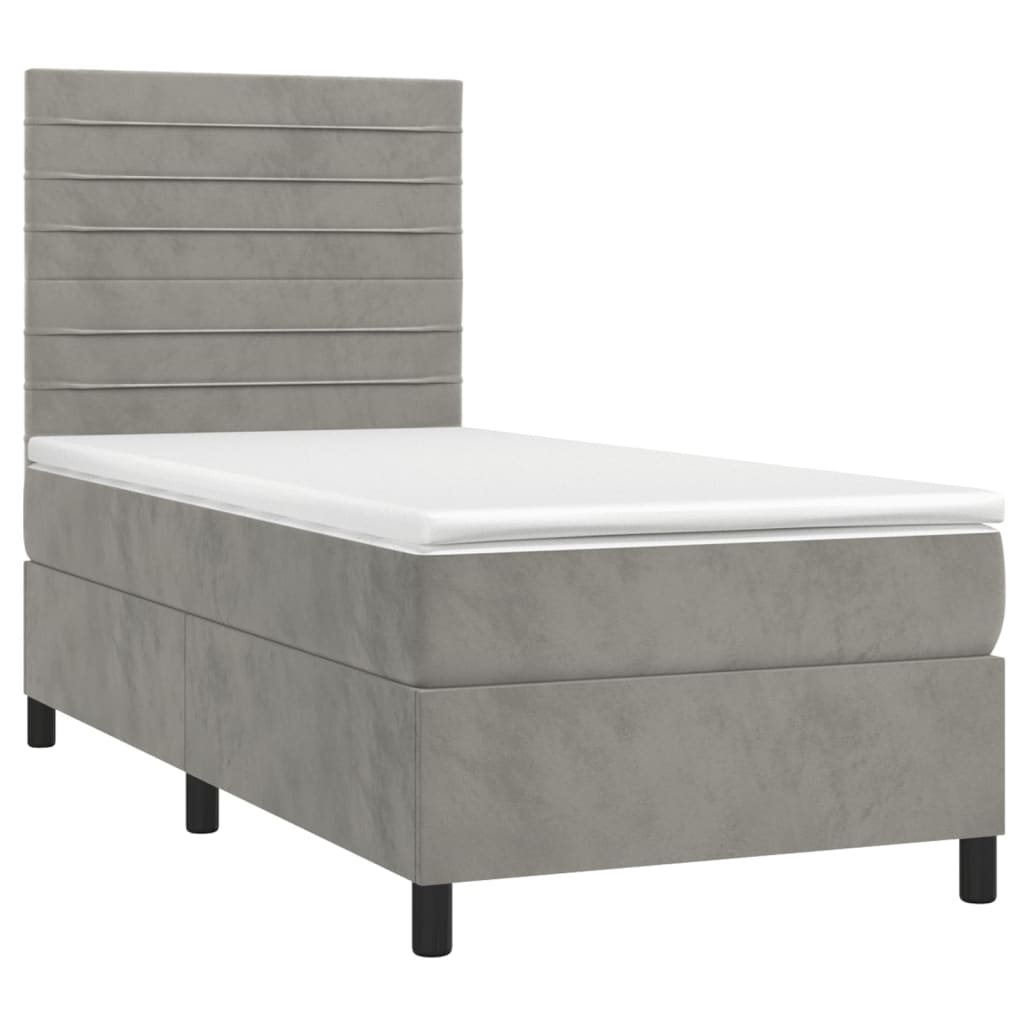 Boxspring met matras fluweel lichtgrijs 80x200 cm is nu te koop bij PeponiXL, paradijselijk wonen!