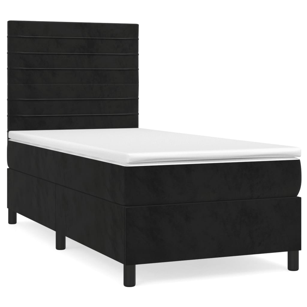Boxspring met matras fluweel zwart 80x200 cm is nu te koop bij PeponiXL, paradijselijk wonen!