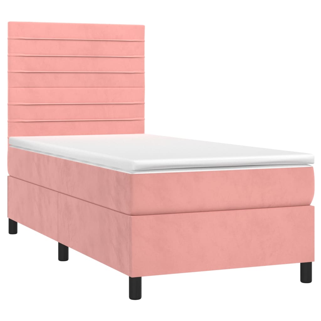 Boxspring met matras fluweel roze 90x190 cm is nu te koop bij PeponiXL, paradijselijk wonen!