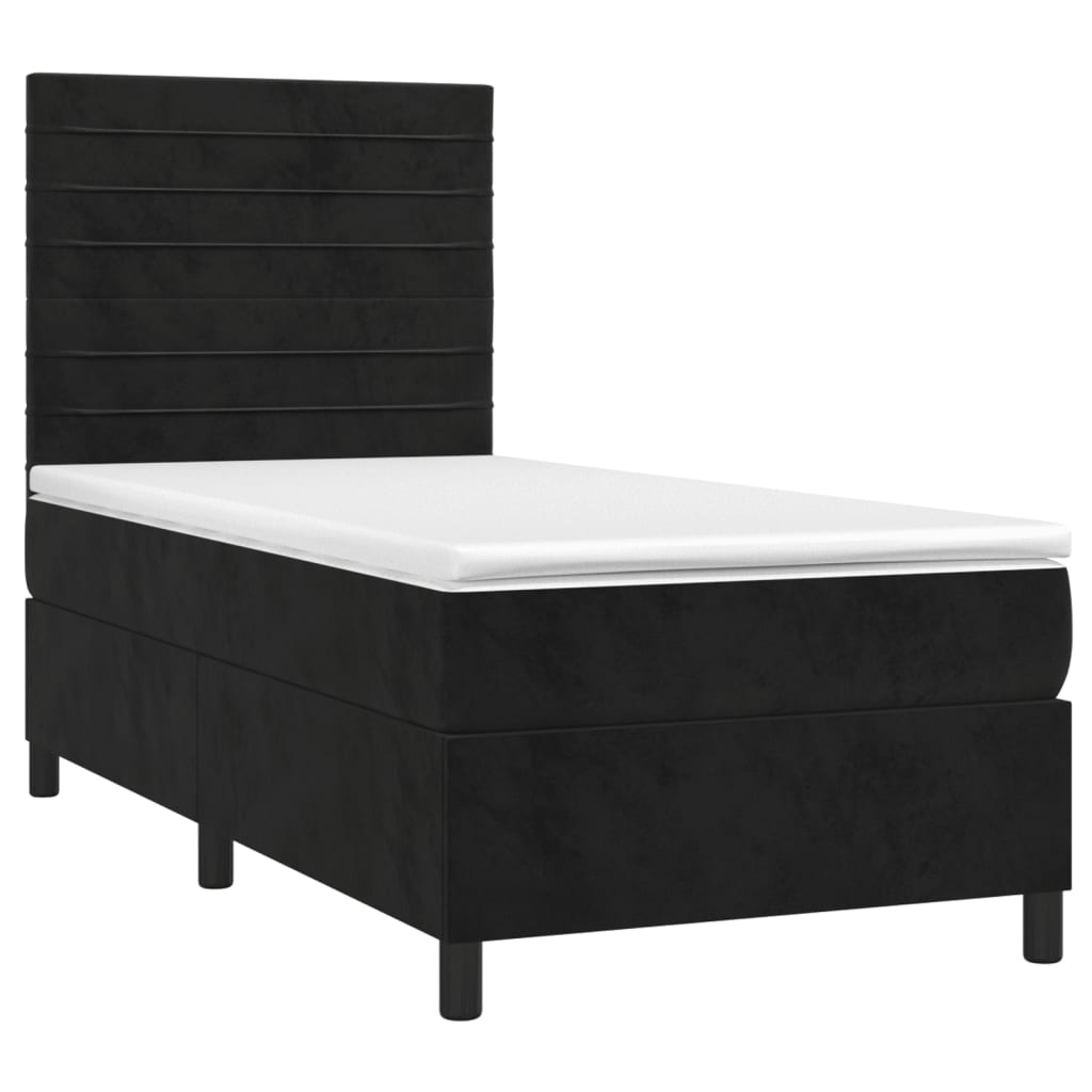 Boxspring met matras fluweel zwart 100x200 cm is nu te koop bij PeponiXL, paradijselijk wonen!