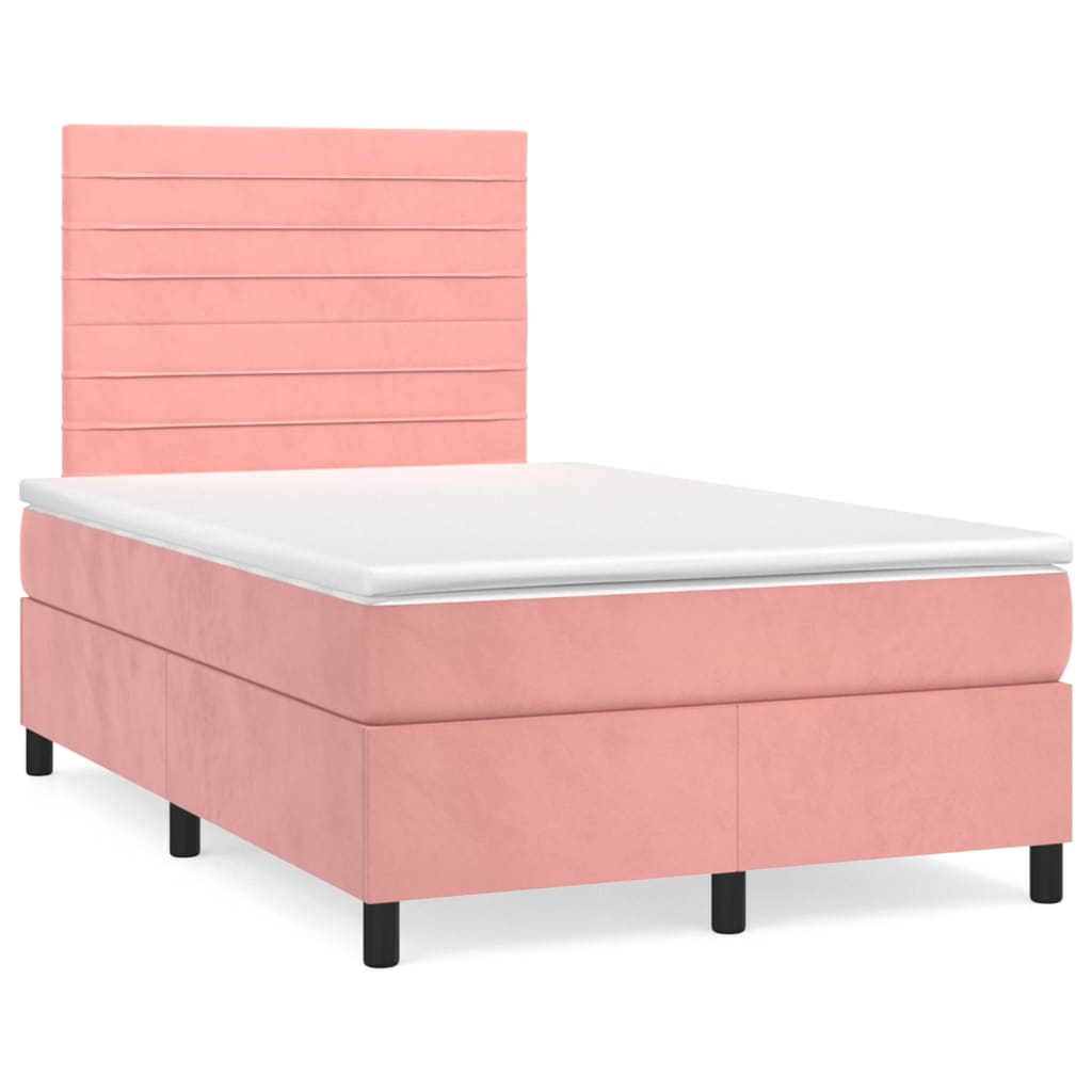 Boxspring met matras fluweel roze 120x200 cm is nu te koop bij PeponiXL, paradijselijk wonen!