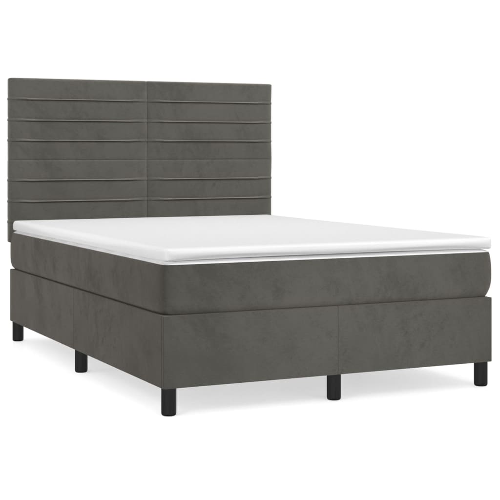 Boxspring met matras fluweel donkergrijs 140x190 cm is nu te koop bij PeponiXL, paradijselijk wonen!