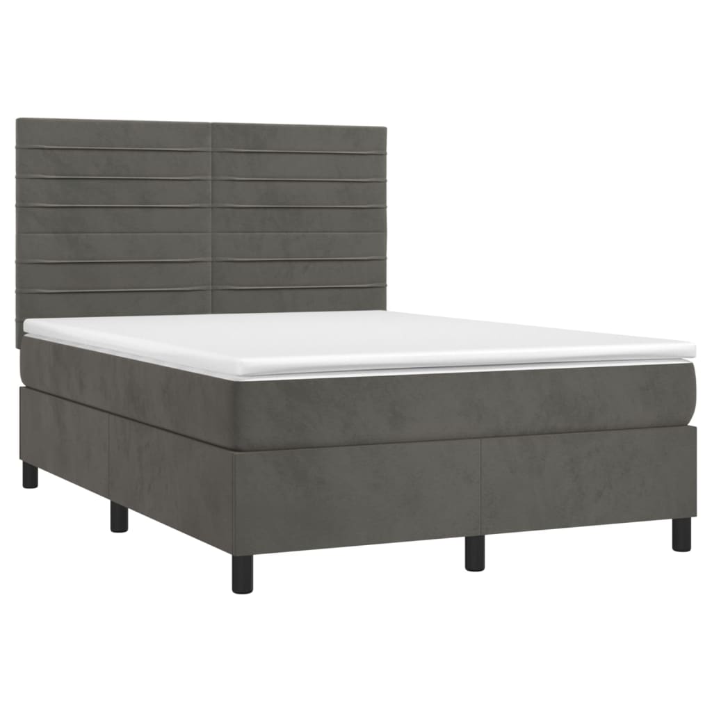 Boxspring met matras fluweel donkergrijs 140x190 cm is nu te koop bij PeponiXL, paradijselijk wonen!