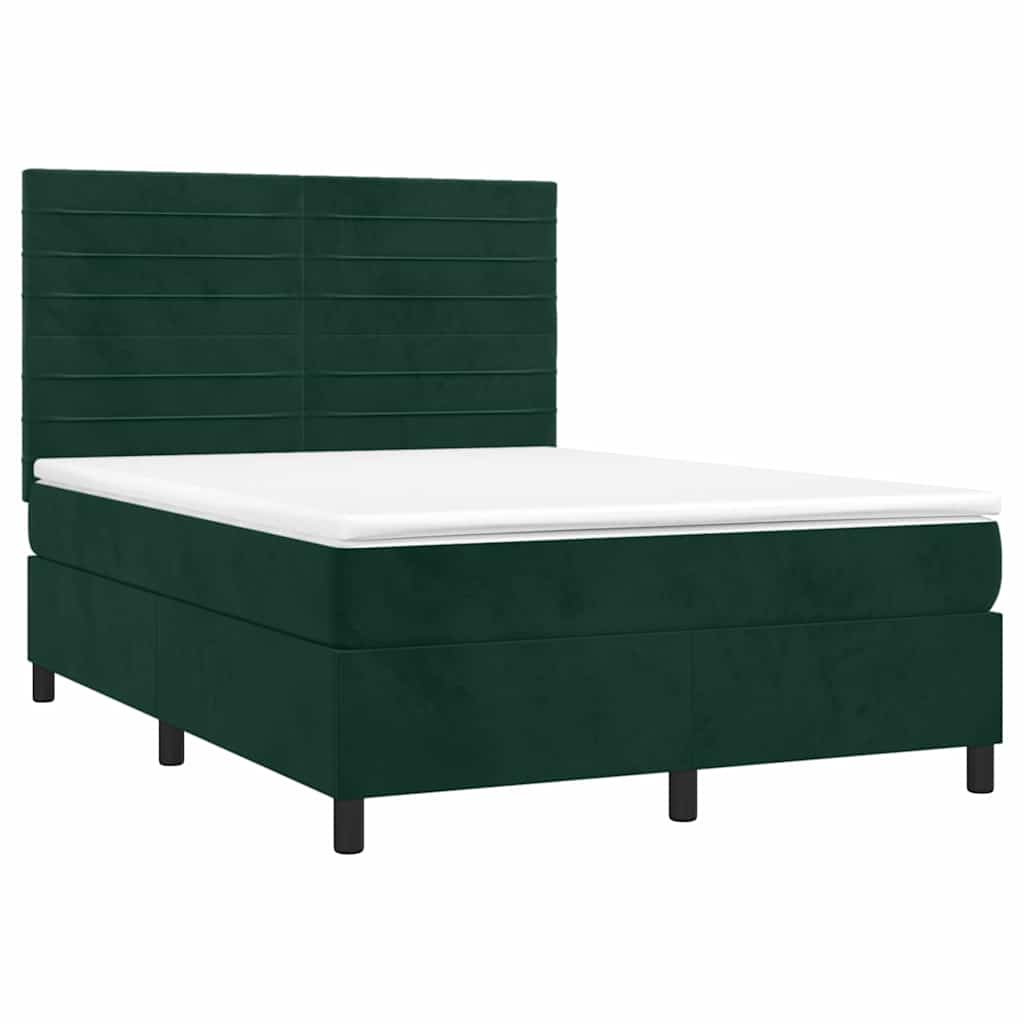 Boxspring met matras fluweel donkergroen 140x190 cm is nu te koop bij PeponiXL, paradijselijk wonen!