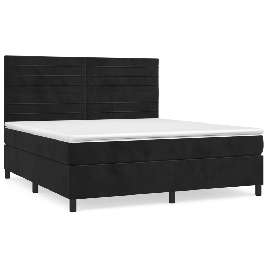 Boxspring met matras fluweel zwart 160x200 cm is nu te koop bij PeponiXL, paradijselijk wonen!